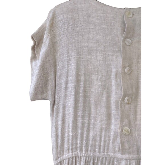 Vintage 50s Lanz Originals Dress Rayon Flax Blend Button Back Cottagecore Folk M - Picture 7 of 8